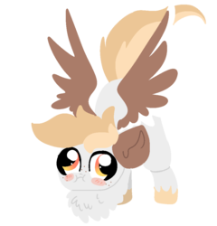 Size: 940x980 | Tagged: safe, artist:nootaz, oc, oc:wings, pegasus, pony, blushing, chest fluff, cute, derp, face down ass up, mating dance, ocbetes