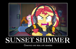 Size: 659x427 | Tagged: safe, edit, edited screencap, screencap, sunset shimmer, equestria girls, g4, game stream, my little pony equestria girls: better together, motivational poster