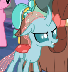 Size: 579x613 | Tagged: safe, screencap, ocellus, changedling, changeling, g4, school raze, confident, cropped, cute, diaocelles, female, offscreen character, smiling, solo, solo focus