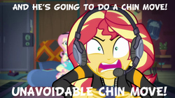 Size: 1280x720 | Tagged: safe, edit, edited screencap, screencap, fluttershy, sunset shimmer, equestria girls, g4, game stream, my little pony equestria girls: better together, angry, arin hanson, egoraptor, game grumps, gamer sunset, grumpset shimmer, headphones, headset, male, not so grumpershy, sonic and the black knight, sonic the hedgehog, sonic the hedgehog (series)