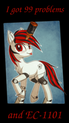 Size: 1080x1920 | Tagged: safe, artist:shydale edits, edit, oc, oc only, oc:blackjack, cyborg, pony, unicorn, fallout equestria, fallout equestria: project horizons, 99 problems, :p, alcohol, blushing, bottle, chest fluff, cute, drunk, female, horn, mare, queen whiskey, silly, smiling, solo, the uses of unicorn horns, tongue out, whiskey, wild pegasus