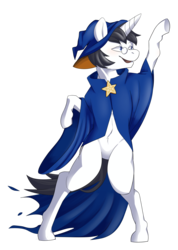 Size: 1776x2501 | Tagged: safe, artist:circle edward, oc, oc:schwarz, pony, unicorn, clothes, glasses, hat, scarf, wizard, wizard hat