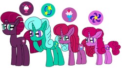 Size: 1801x1016 | Tagged: safe, artist:徐詩珮, fizzlepop berrytwist, glitter drops, tempest shadow, oc, oc:betty pop, oc:ehenk berrytwist, pony, unicorn, g4, my little pony: the movie, broken horn, family, female, filly, horn, lesbian, magical lesbian spawn, mare, mother and daughter, next generation, offspring, parent:glitter drops, parent:tempest shadow, parents:glittershadow, ship:glittershadow, shipping, siblings, simple background, sisters, white background