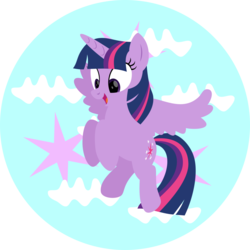 Size: 1080x1080 | Tagged: safe, artist:iknowpony, twilight sparkle, alicorn, pony, g4, .svg available, cute, cutie mark, female, flying, hooves, horn, lineless, mare, open mouth, smiling, solo, spread wings, twilight sparkle (alicorn), vector, wings