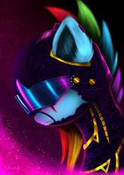 Size: 4250x6000 | Tagged: safe, artist:darksly, rainbow dash, pegasus, pony, g4, absurd resolution, female, mare, solo, synthwave