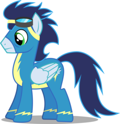 Size: 2411x2499 | Tagged: safe, artist:frownfactory, soarin', pony, newbie dash, .svg available, clothes, goggles, male, simple background, solo, stallion, svg, transparent background, uniform, vector, wings, wonderbolts, wonderbolts uniform