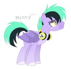 Size: 473x458 | Tagged: safe, artist:mintoria, oc, oc only, bat pony, pony, bat pony oc, headphones, male, music notes, simple background, solo, stallion, transparent background