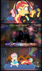 Size: 575x966 | Tagged: safe, edit, edited screencap, screencap, fluttershy, sunset shimmer, equestria girls, g4, game stream, my little pony equestria girls: better together, converse, crossover, face down ass up, fire emblem, gamer sunset, lucina, master core, meme, nintendo, psycho gamer sunset, shoes, sunset shimmer frustrated at game, super smash bros., super smash bros. 4, tell me what you need
