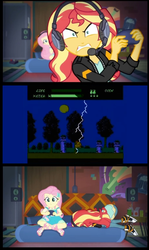 Size: 575x968 | Tagged: safe, edit, screencap, fluttershy, sunset shimmer, equestria girls, g4, game stream, my little pony equestria girls: better together, controller, converse, death, dr jekyll and mr hyde, face down ass up, frustrated, gamer, gamer sunset, gamershy, meme, nintendo entertainment system, psycho gamer sunset, rage, rage face, shimmercode, shoes, sunset shimmer frustrated at game, tell me what you need