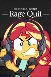 Size: 1920x2916 | Tagged: safe, sunset shimmer, equestria girls, equestria girls series, g4, game stream, spoiler:eqg series (season 2), achievement hunter, controller, headphones, headset mic, joystick, michael jones, rage quit, rooster teeth, shimmercode