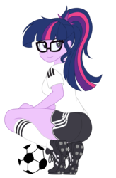 Size: 5571x8467 | Tagged: safe, artist:pink1ejack, edit, sci-twi, twilight sparkle, equestria girls, absurd resolution, ass, ball, big breasts, breasts, busty sci-twi, butt, cleats, clothes, cute, eyelashes, female, football, german sci-twi, germany, glasses, kneesocks, looking at you, ponytail, pose, sci-twibutt, sexy, shirt, shoes, shorts, simple background, smiling, sneakers, socks, solo, sports, sports outfit, sports shorts, sporty style, squatting, thighlight sparkle, thighs, tight clothing, tomboy, transparent background, twiabetes, twibutt, vector