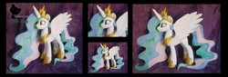 Size: 8374x2852 | Tagged: safe, artist:wollyshop, princess celestia, alicorn, pony, g4, absurd resolution, crown, embroidery, epic, female, irl, jewelry, mare, photo, plushie, regalia, solo, sparkling mane