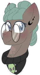 Size: 674x1256 | Tagged: safe, artist:leanne264, oc, oc only, oc:eliza, earth pony, pony, bust, female, glasses, mare, portrait, simple background, solo, transparent background