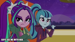 Size: 896x500 | Tagged: safe, edit, edited screencap, screencap, aria blaze, sonata dusk, equestria girls, g4, my little pony equestria girls: rainbow rocks, caption, female, image macro, text