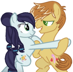 Size: 678x668 | Tagged: safe, artist:themexicanpunisher, coloratura, feather bangs, pony, g4, colorabangs, dancing, female, male, shipping, straight