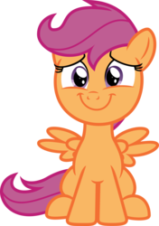 Size: 4233x6000 | Tagged: safe, artist:korsoo, scootaloo, pegasus, pony, g4, parental glideance, .svg available, absurd resolution, cute, cutealoo, female, filly, happy, lidded eyes, looking at you, scootalove, simple background, sitting, solo, spread wings, transparent background, vector, wings