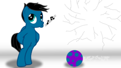 Size: 3840x2160 | Tagged: safe, artist:agkandphotomaker2000, oc, oc:pony video maker, pony, ball, breaking the fourth wall, high res, whistling