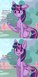 Size: 1600x3200 | Tagged: safe, artist:dsp2003, twilight sparkle, alicorn, pony, g4, aside glance, blushing, chest fluff, cloud, comic, cute, ear flick, ear fluff, eye clipping through hair, eyebrows, eyebrows visible through hair, female, floppy ears, fluffy, forever alone, frog (hoof), funny, grin, hearts and hooves day, holiday, hoof fluff, joke, looking at you, mare, nervous, nervous smile, open mouth, parody, peridot (steven universe), ponified meme, ponyville, raised hoof, reference, shoulder fluff, signature, smiling, solo, speech bubble, squatting, steven universe, sweat, sweatdrop, twiabetes, twilight sparkle (alicorn), underhoof, valentine's day, wide eyes, wing fluff
