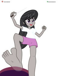 Size: 3090x4000 | Tagged: safe, artist:dieart77, octavia melody, equestria girls, g4, barefoot, baton, clothes, conducting, feet, female, fetish, foot fetish, foot focus, foot tapping, patreon, patreon logo, shirt, shorts, simple background, solo, stomping, t-shirt, toes, transparent background, vector