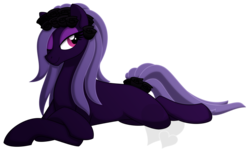 Size: 1069x643 | Tagged: safe, artist:faith-wolff, oc, oc:alura une, monster pony, pony, black rose, eyelashes, fanfic art, female, flower, mare, monster, pink eyes, plant, rose, tentacle hair, tentacles, vine, watermark