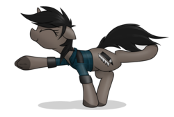 Size: 3000x2023 | Tagged: safe, artist:datte-before-dawn, artist:fenixdust, oc, oc only, oc:ivy, pony, unicorn, clothes, dancing, extended trot pose, female, happy, high res, mare, solo