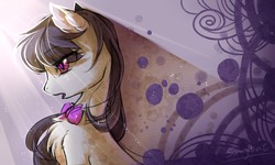 Size: 1280x768 | Tagged: safe, artist:swaybat, octavia melody, earth pony, pony, g4, bowtie, chest fluff, cute, ear fluff, eye clipping through hair, female, mare, open mouth, profile, solo, tavibetes