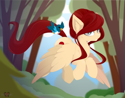 Size: 4560x3600 | Tagged: safe, artist:xsatanielx, oc, oc only, bird, pegasus, pony, rcf community, female, forest, mare, solo, wings