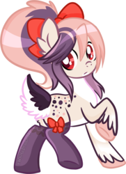Size: 1024x1418 | Tagged: safe, artist:xwhitedreamsx, oc, oc only, oc:sweet velvet, deer, deer pony, original species, bow, cute, deerified, hair bow, looking back, pale belly, simple background, solo, species swap, transparent background