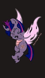 Size: 600x1024 | Tagged: safe, artist:alazak, twilight sparkle, changeling, changeling queen, ask changeling twilight, tumblr:ask changeling twilight, g4, changeling princess, changelingified, cowering, crying, curved horn, female, horn, jagged horn, part of a series, scared, shy, shy twi, solo, species swap, stressed, tumblr, twiling