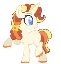 Size: 1024x1080 | Tagged: safe, artist:justmidorita, oc, oc only, oc:buttercup cupcake, pony, unicorn, female, mare, offspring, parent:carrot cake, parent:cup cake, parents:carrot cup, simple background, solo, white background