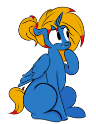 Size: 700x900 | Tagged: safe, artist:ponetistic, oc, oc only, alicorn, pony, alicorn oc, fangs, half changeling, horn, two toned hair, wings