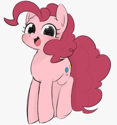 Size: 1023x1094 | Tagged: safe, artist:manachaaaaaaaa, pinkie pie, earth pony, pony, g4, cute, diapinkes, female, looking at you, mare, open mouth, simple background, solo, white background