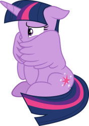 Size: 3277x4629 | Tagged: safe, artist:pink1ejack, twilight sparkle, alicorn, pony, g4, interseason shorts, starlight the hypnotist, cute, ears back, female, high res, horn, hug, mare, scared, self-hugging, simple background, sitting, solo, transparent background, twiabetes, twilight sparkle (alicorn), vector, winghug