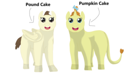 Size: 5030x3030 | Tagged: safe, artist:small-brooke1998, pound cake, pumpkin cake, pegasus, pony, unicorn, g4, bow, cake twins, looking at you, male, nightmare fuel, older, staring into your soul, uncanny valley, wat