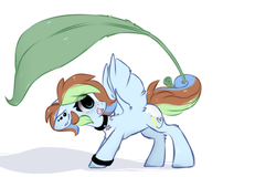 Size: 1389x891 | Tagged: safe, artist:php146, oc, oc only, oc:sugar sketch, pegasus, pony, eye clipping through hair, female, leaf, mare, micro, simple background, solo, tail hold, white background
