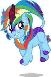 Size: 3325x5000 | Tagged: safe, artist:orin331, rainbow dash, kirin, g4, sounds of silence, absurd resolution, female, kirin rainbow dash, kirin-ified, leg fluff, simple background, solo, species swap, story in the comments, teeth, transparent background, updated