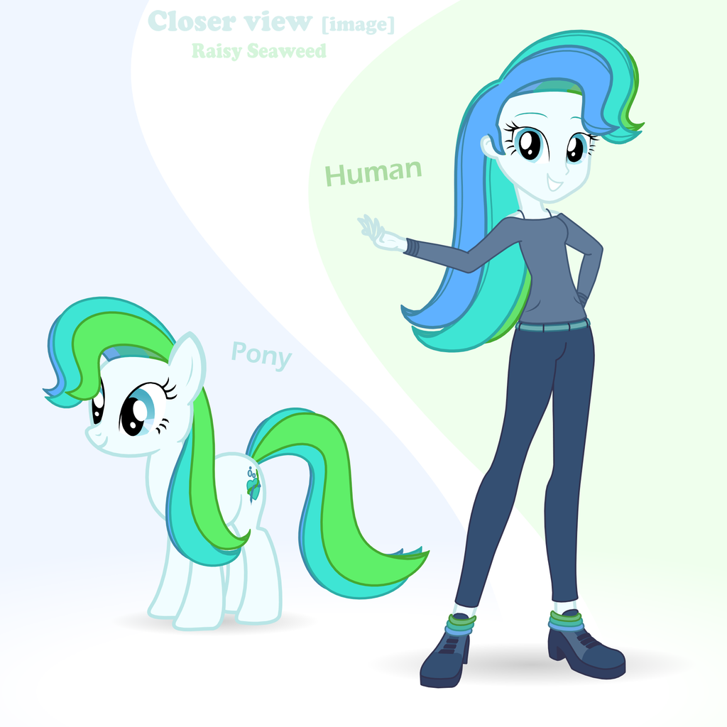 1970700 - safe, artist:randomtriples, derpibooru exclusive, oc, oc only,  oc:raisy seaweed, pony, equestria girls, clothes, description, female,  implied lesbian, reference sheet, solo - Derpibooru