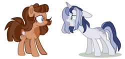 Size: 1024x485 | Tagged: safe, artist:dunklervaim, artist:jxst-blue, oc, oc only, oc:chocolate muffin, oc:storm sentry, earth pony, pony, unicorn, crying, female, mare, simple background, transparent background
