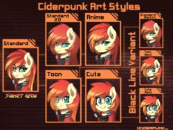 Size: 4000x3000 | Tagged: safe, artist:ciderpunk, oc, oc:sunset neon, earth pony, pony, bust, colored pupils, cyberpunk, female, green eyes, looking at you, mare