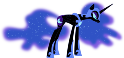 Size: 3613x1697 | Tagged: safe, artist:porygon2z, nightmare moon, alicorn, pony, g4, the cutie re-mark, armor, cute, ethereal mane, evil, female, helmet, long legs, mare, simple background, skinny, solo, starry mane, thin, transparent background, vector