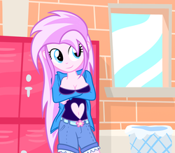 Size: 1701x1489 | Tagged: safe, artist:earth_pony_colds, oc, oc only, oc:cherry bloom, equestria girls, lockers, solo