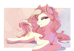 Size: 2400x1675 | Tagged: safe, artist:evehly, oc, oc only, oc:honeysuckle, earth pony, pony, female, mare, prone, solo, zoom layer