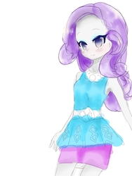 Size: 768x1024 | Tagged: safe, artist:sakurai, rarity, equestria girls, g4, my little pony equestria girls: better together, armpits, blushing, cute, female, no pupils, raribetes, rarity peplum dress, simple background, solo, white background