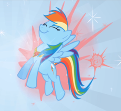 Size: 881x810 | Tagged: safe, screencap, rainbow dash, pegasus, pony, friendship is magic, g4, cropped, element of loyalty, eyes closed, female, flying, jewelry, light, mare, necklace, smiling, solo, spread wings, wings