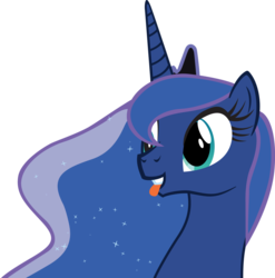 Size: 1012x1024 | Tagged: safe, princess luna, alicorn, pony, g4, luna eclipsed, bust, crown, ears, ears up, female, flowing mane, happy, jewelry, regalia, silly, simple background, solo, the fun has been doubled, tongue out, transparent background, vector