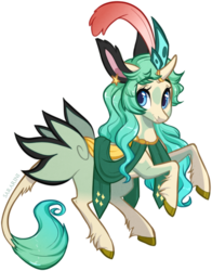Size: 645x822 | Tagged: safe, artist:sararini, oc, oc only, oc:rydia, pony, wildling unicorn, colored pupils, curved horn, female, horn, mare, simple background, solo, tail fluff, transparent background, unshorn fetlocks