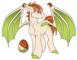 Size: 2500x1934 | Tagged: safe, artist:kxttponies, oc, oc only, bat pony, pony, colored hooves, egg, male, simple background, solo, spread wings, stallion, transparent background, wing claws, wings