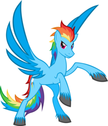 Size: 2638x3071 | Tagged: safe, artist:nemesis360, rainbow dash, pony, g4, colored wings, colored wingtips, female, high res, looking at you, rearing, simple background, solo, spread wings, transparent background, unshorn fetlocks, wings