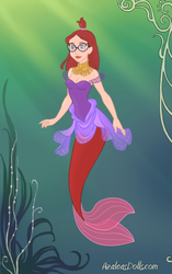 Size: 390x620 | Tagged: safe, artist:azaleasdolls, artist:glittertiara, moondancer, mermaid, equestria girls, g4, clothes, crossover, disney, fins, glasses, jewelry, mermaid maker, mermaid tail, mermaidized, necklace, solo, species swap, tail, the little mermaid