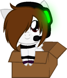 Size: 351x407 | Tagged: safe, artist:laser-pancakes, oc, oc only, oc:deadlox, pegasus, pony, 2013, box, cute, deadlox, headphones, loxabetes, male, mcyt, minecraft, ponified, ponified oc, solo, team crafted, youtube